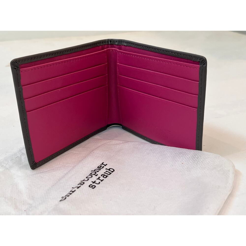 Rare! Christopher Straub Octopus Bifold Grey Pink Leather Wallet - NWT - Picture 3 of 5